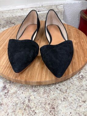 J. Crew women’s 8 black flat leather slip on shoes